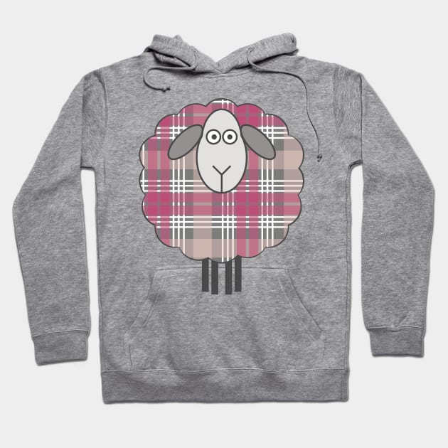 Scottish Pink, White and Grey Tartan Patterned Sheep Hoodie by MacPean